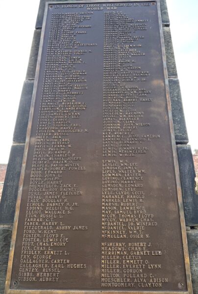 CLIFTON FORGE WORLD WAR VETERANS MEMORIAL PLAQUE A