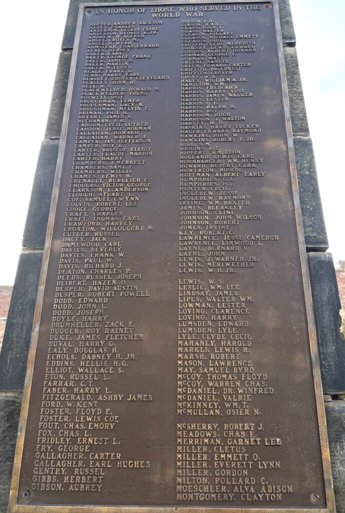 CLIFTON FORGE WORLD WAR VETERANS MEMORIAL PLAQUE A