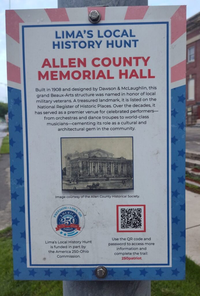 ALLEN COUNTY MEMORIAL HALL PLAQUE