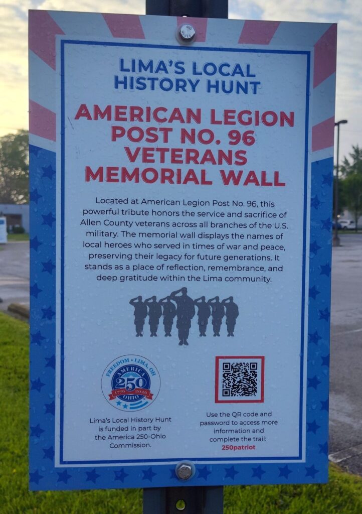 AMERICAN LEGION POST NO. 96 VETERANS MEMORIAL WALL PLAQUE