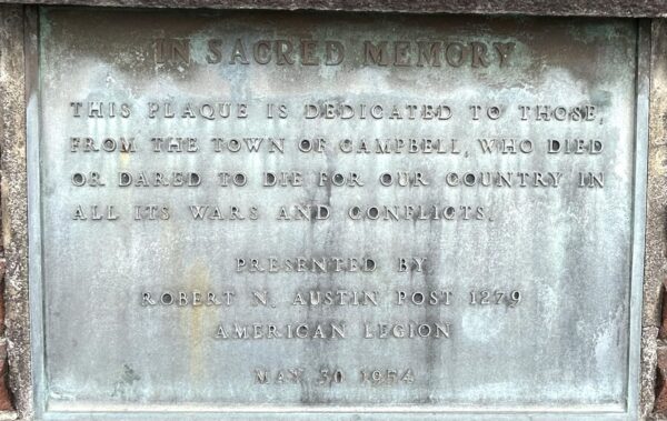 IN SACRED MEMORY WAR MEMORIAL PLAQUE