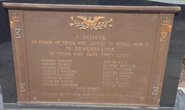 OLMSTED FALLS WORLD WAR II MEMORIAL PLAQUE