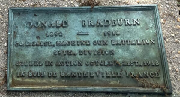DONALD BRADBURN WAR MEMORIAL PLAQUE