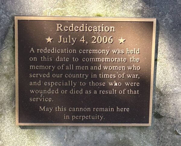 GROTON RURAL CEMETERY VETERANS MEMORIAL CANNON PLAQUE