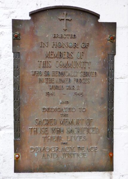 FOREMAN WORLD WAR II MEMORIAL PLAQUE